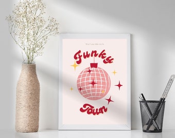 Funky Town Poster | Disco Print | Printable | Digital Download | Trending Wall Art Print | Groovy | College Dorm | Popular Music Poster