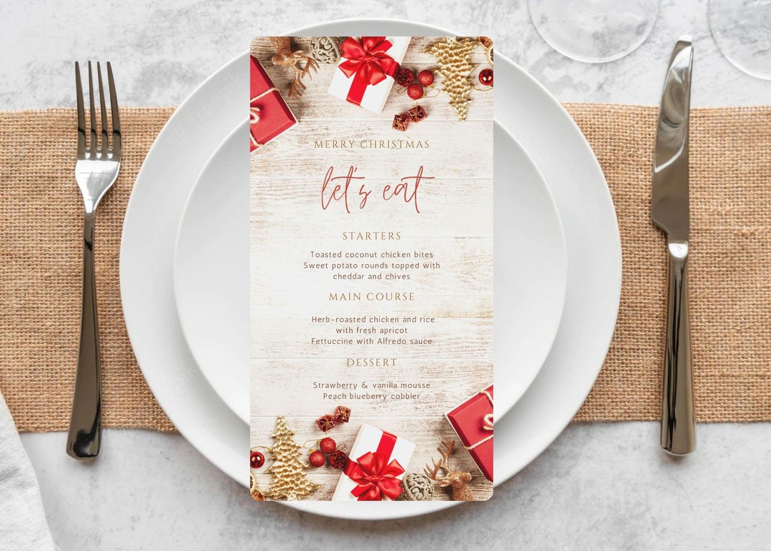 Christmas/holiday Menu Template Printable Easy to Edit - Etsy