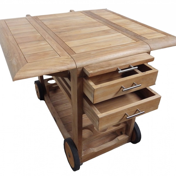 Teak-Servierwagen 100x46/90 cm Höhe 74 cm