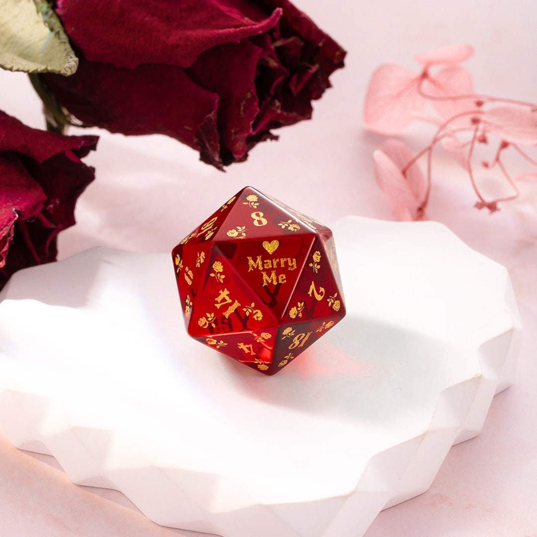 Doldols Personalized Red Glass Romantic Rose Dice Bard Etsy