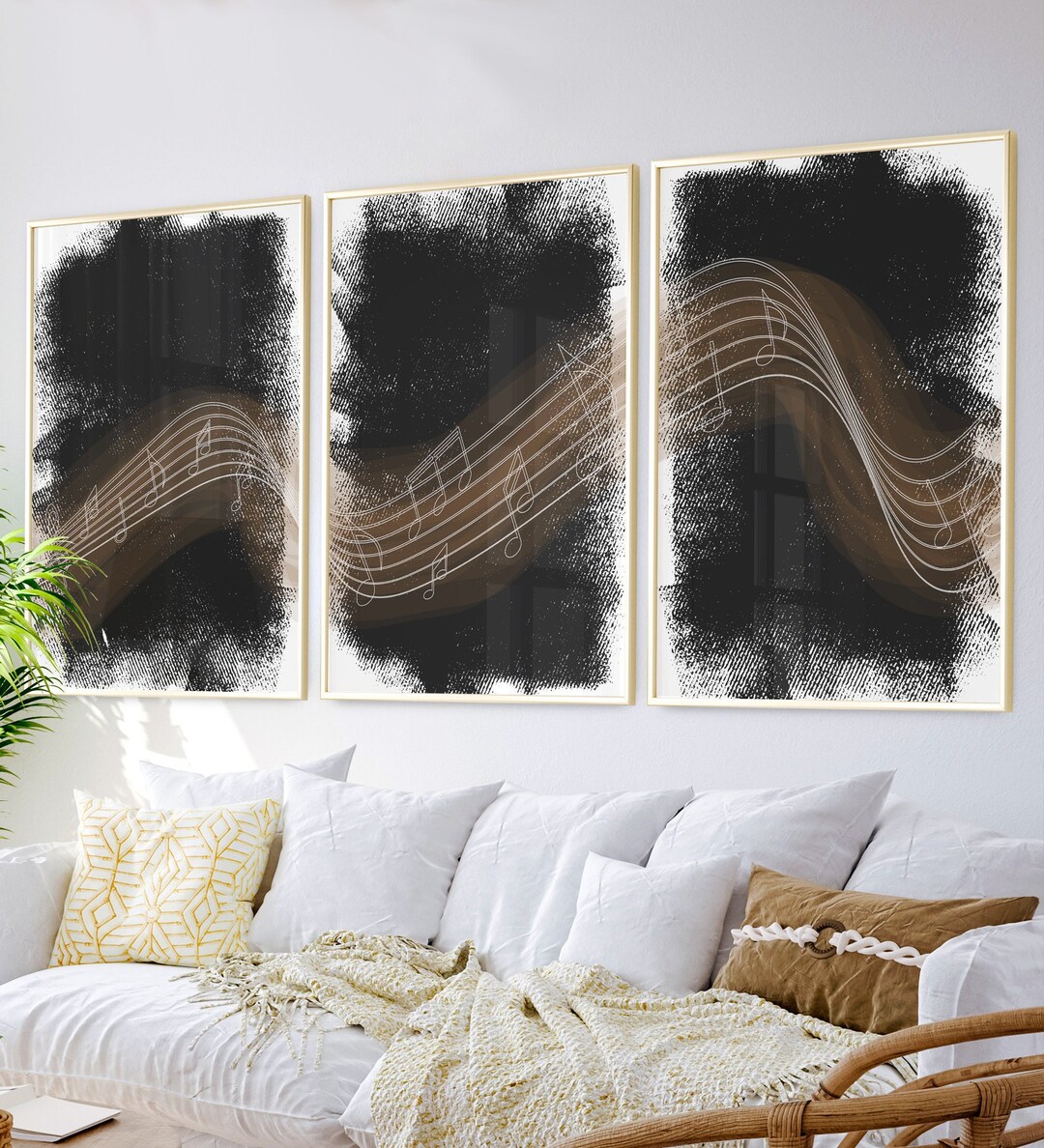 Sheet Music Art Gallery Wall Set, Music Poster, Music 3 Piece Wall Art
