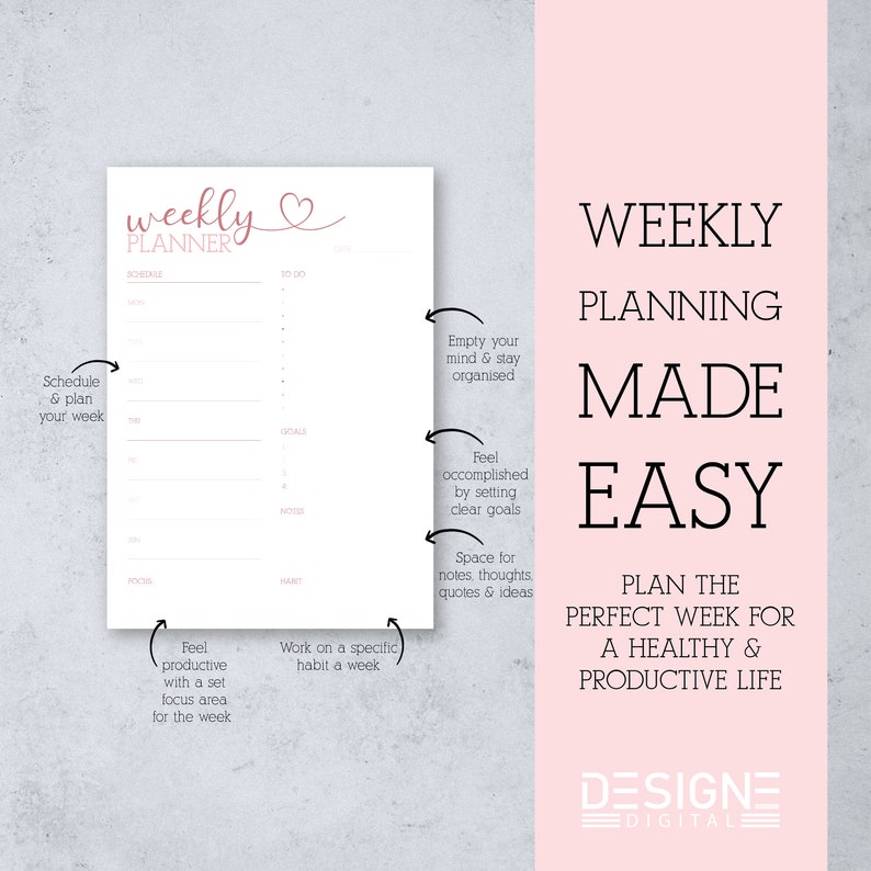 Editable printable fillable weekly planner to do list etsy