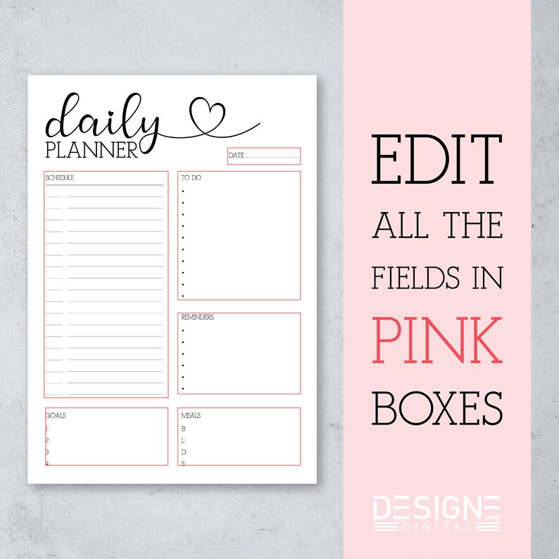 Editable Printable Fillable Daily Planner. to Do List. Etsy