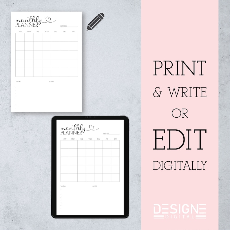 Editable Printable Fillable MONTHLY Planner. to Do List. - Etsy