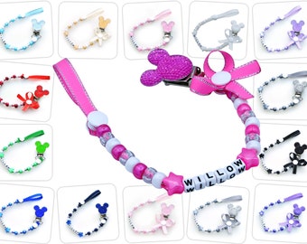 Baby Dummy Clip Pacifier Holder Dummy Chain Personalised Name Customised with Any Name