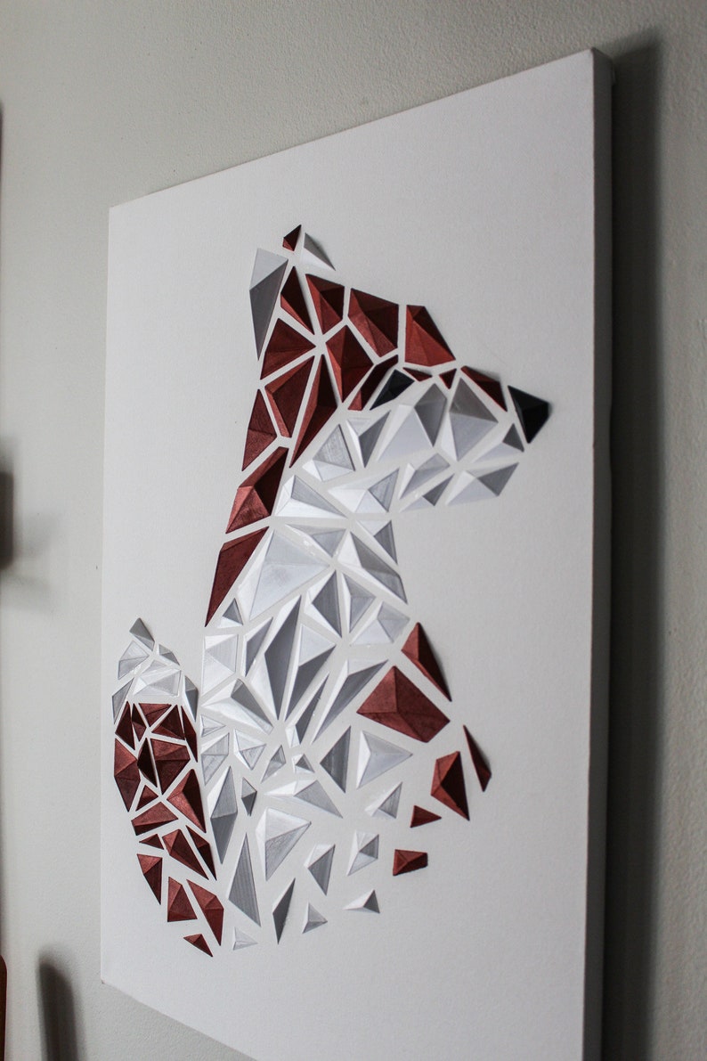 3D-geprinte geometrische Fox Art afbeelding 2