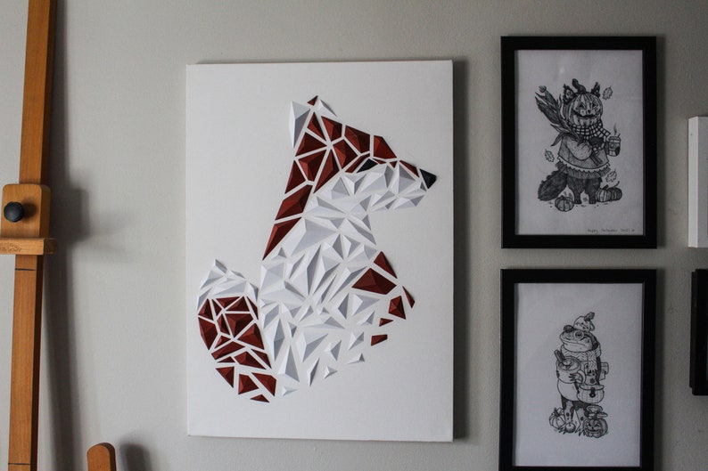 3D-geprinte geometrische Fox Art afbeelding 4