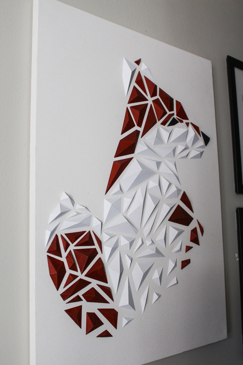 3D-geprinte geometrische Fox Art afbeelding 3