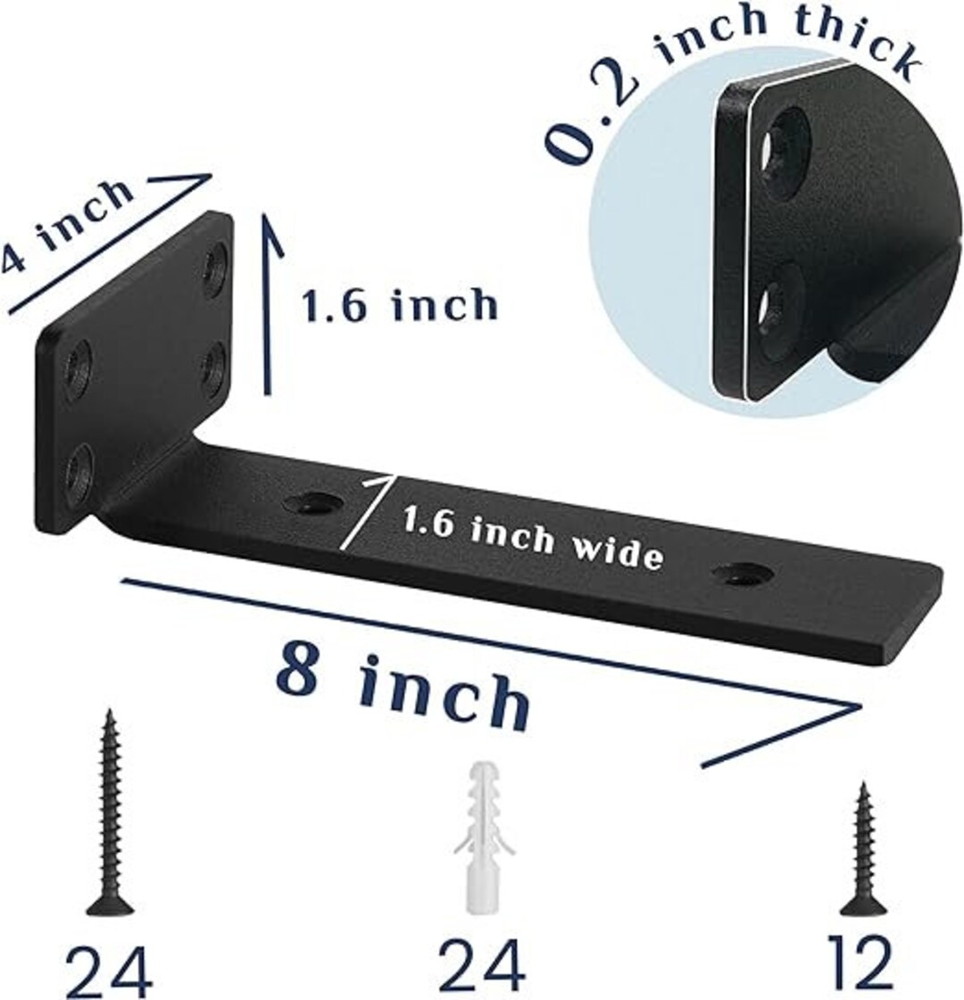 6 Pack Floating Shelf Brackets 8 Inch Heavy Duty Industrial Etsy