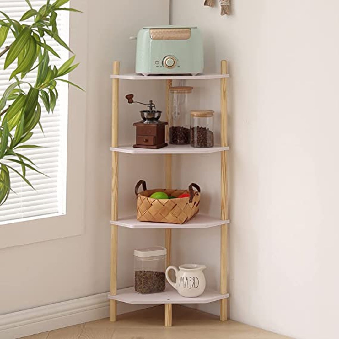 Corner Table Shelf 4tier Corner Bookcase Multipurpose Etsy
