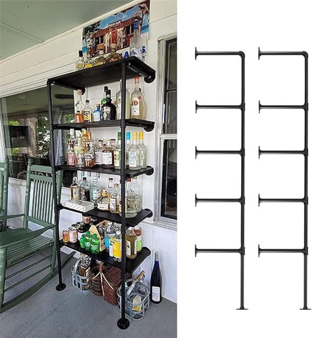 Industrial Wall Mount Iron Pipe Shelf Bracketretro DIY Open Etsy