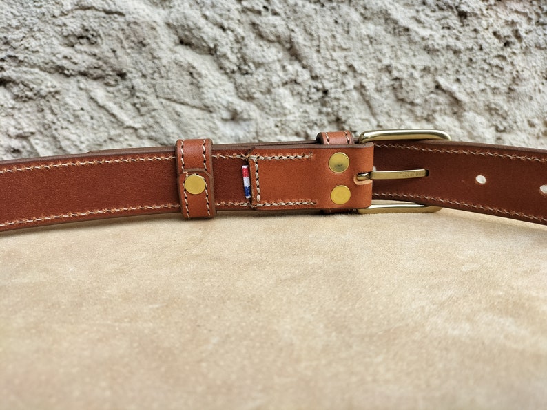 Ceinture en cuir marron, ceinture fait main, ceinture pour homme et femme, ceinture de qualité, ceinture pour la rentrée image 4