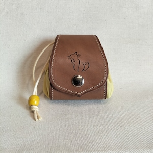 bourse en cuir avec motif chat, porte-monnaie en cuir pour elle et lui