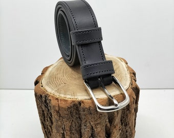 Ceinturon en cuir noir pour homme ou femme, ceinture de qualité fait main en France, accessoire de mode en cuir