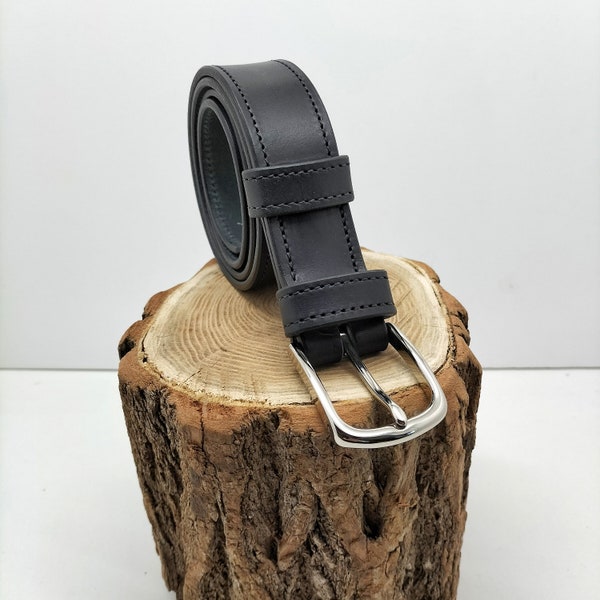 Ceinturon en cuir noir pour homme ou femme, ceinture de qualité fait main en France, accessoire de mode en cuir