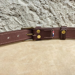 Ceinture en cuir marron foncé mixte, ceinture fait main, ceinture en cuir pour homme et femme, ceinture de qualité, ceinture pour la rentrée image 6