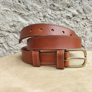 Ceinture en cuir marron, ceinture fait main, ceinture pour homme et femme, ceinture de qualité, ceinture pour la rentrée image 1