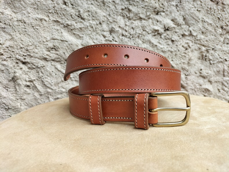 Ceinture en cuir marron, ceinture fait main, ceinture pour homme et femme, ceinture de qualité, ceinture pour la rentrée image 1