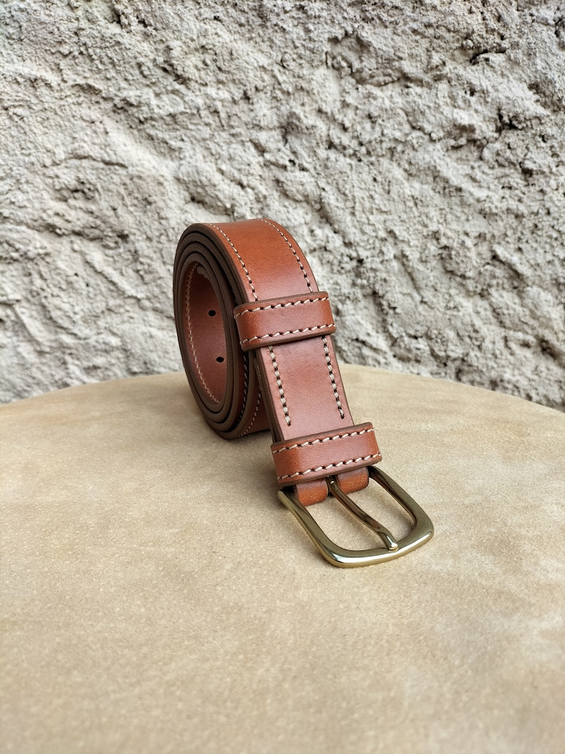 Ceinture en cuir marron, ceinture fait main, ceinture pour homme et femme, ceinture de qualité, ceinture pour la rentrée image 2