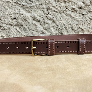 Ceinture en cuir marron foncé mixte, ceinture fait main, ceinture en cuir pour homme et femme, ceinture de qualité, ceinture pour la rentrée image 5