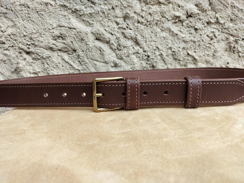 Ceinture en cuir marron foncé mixte, ceinture fait main, ceinture en cuir pour homme et femme, ceinture de qualité, ceinture pour la rentrée image 5