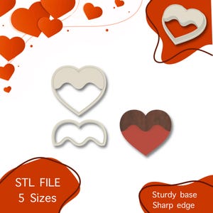 Heart Chocolate Clay Cutter - Valentine Polymer Clay Cutters  - Digital STL File - 5 Sizes - Polymer Clay Tools