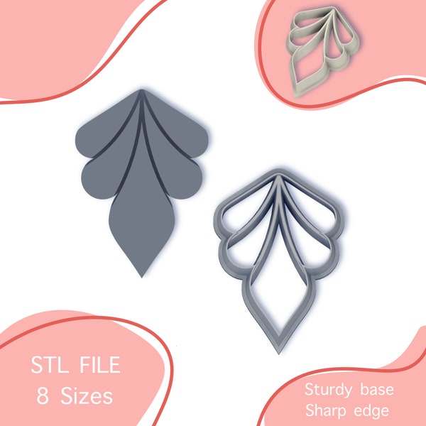 Imprint Pretty Dagger Clay Cutter - Flowers And Leaves Polymer Clay Cutters - Digital STL File - 8 Sizes - Polymer Clay Tools