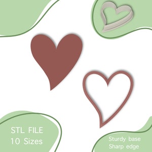 Heart #4 Cutter - Valentine Polymer Clay Cutters  - Digital STL File - 10 Sizes - Polymer Clay Tools