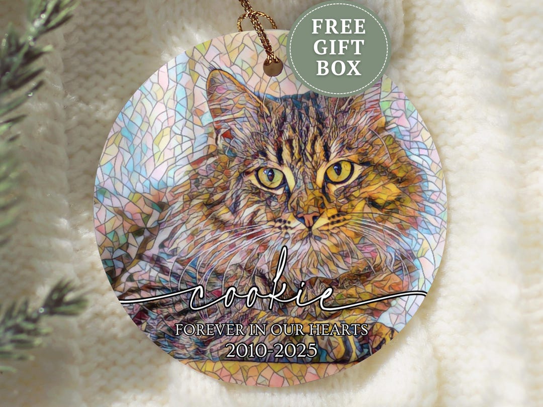 Pet Memorial Ornament, Custom Photo Cat Memorial Christmas Ornament ...
