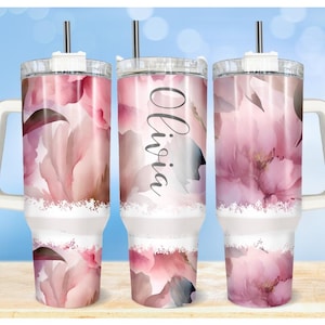Floral Custom Name 40 Unzen Tumbler Wrap Fügen Sie Ihren eigenen Namenstext Nahtlose Tumble Design Sublimation Design Download 40 Unzen Quencher Tumbler