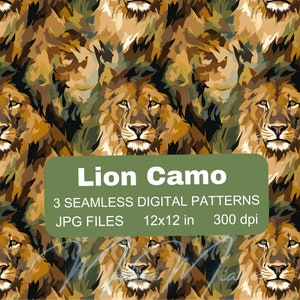 Lion camouflage transparente motif papier numérique, usage commercial, fond de scrapbooking Jungle animaux tissu camouflage militaire Safari