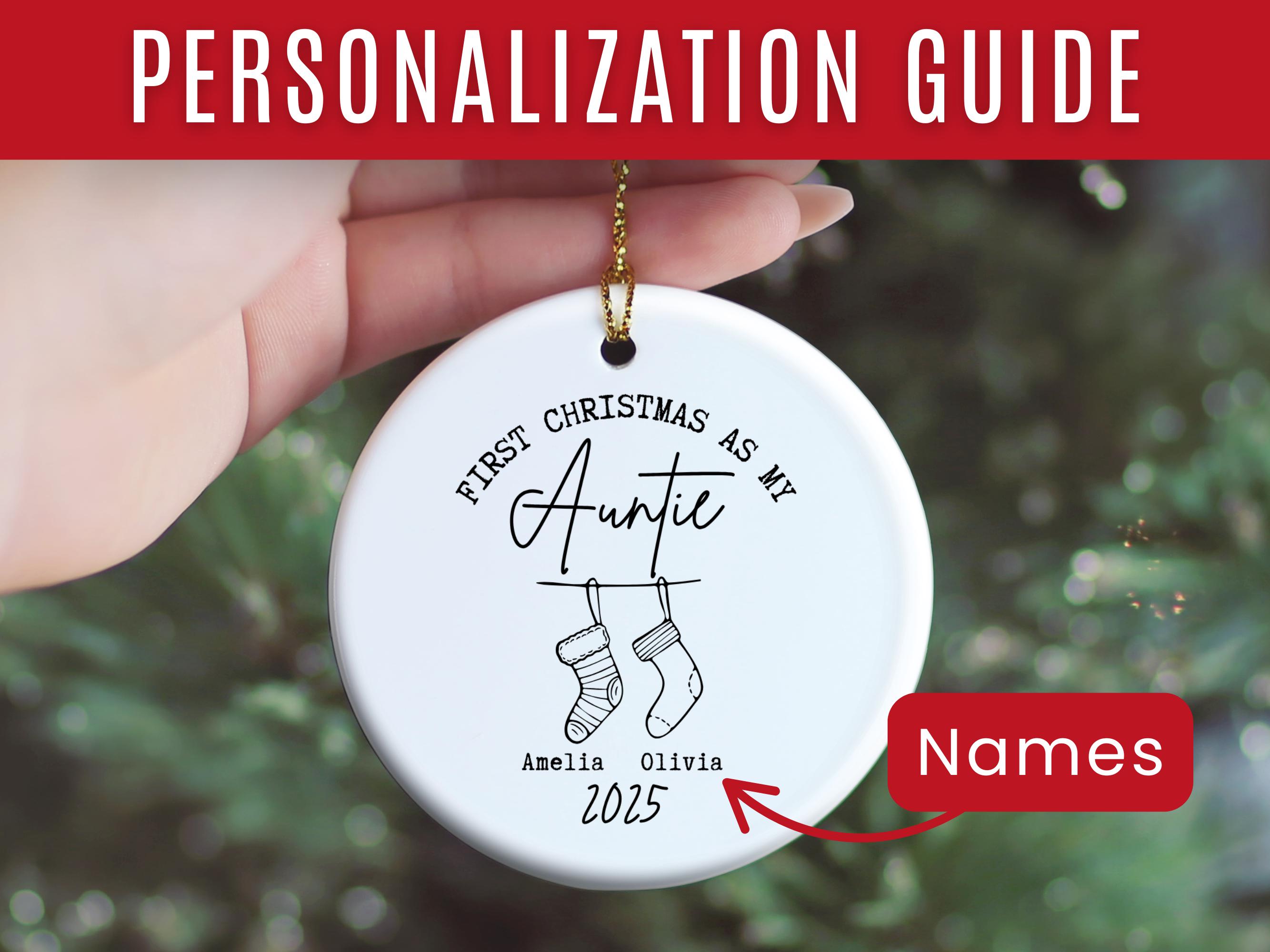 Custom Auntie Ornament, Personalized Auntie Ornament Announcement Gift ...
