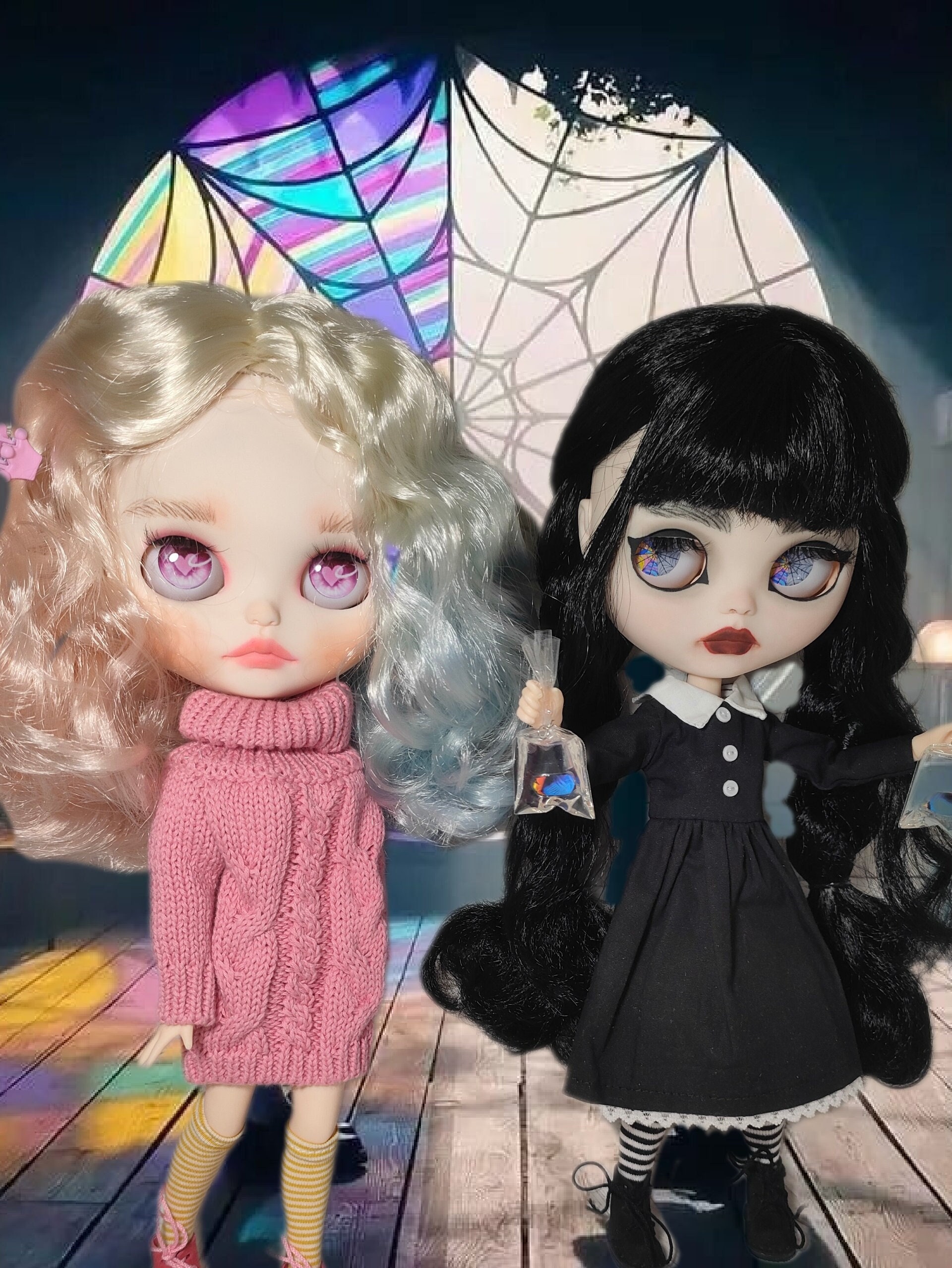 Blythe custom doll Wednesday Addams - DailyDoll Shop