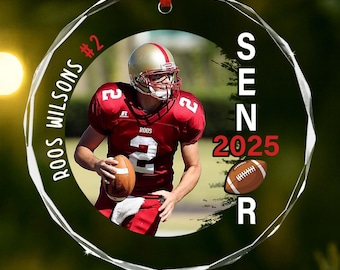 Football Senior Ornament 2025, Custom Football Player Photo Christmas Gift, Football Team Gift For Boy, Coach Gift, Grandparents Gift