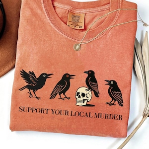 Vintage Raven Comfort Colors Shirt, Support Your Local Murder Shirt, Raven Lover Gift, Halloween Witchy Crow Shirt, Spooky Season Shirt