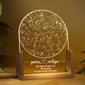 Custom Star Map by Date, Personalized Constellation Map, Star Map Night Light, Gifts for Couples, Engagement Gifts, Anniversary Gift for Her