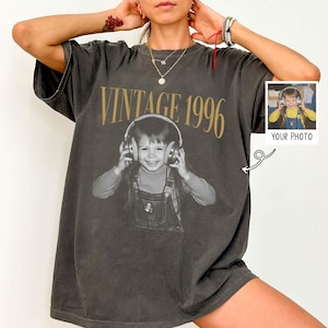 Camiseta vintage personalizada con foto y año, camiseta de cumpleaños con foto personalizada, regalo para fiesta de cumpleaños número 30 y 40