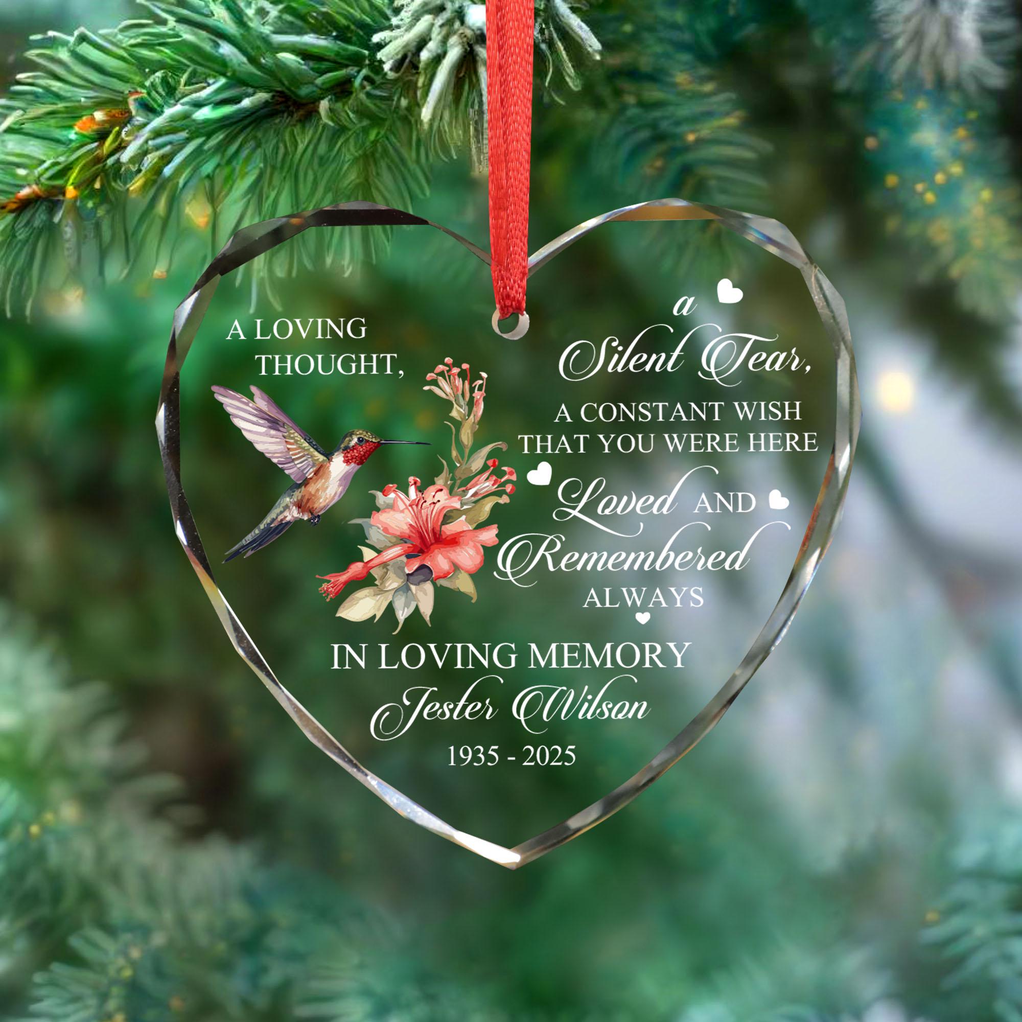 Personalized Hummingbird Memorial Ornament, Funeral Sympathy Gift ...
