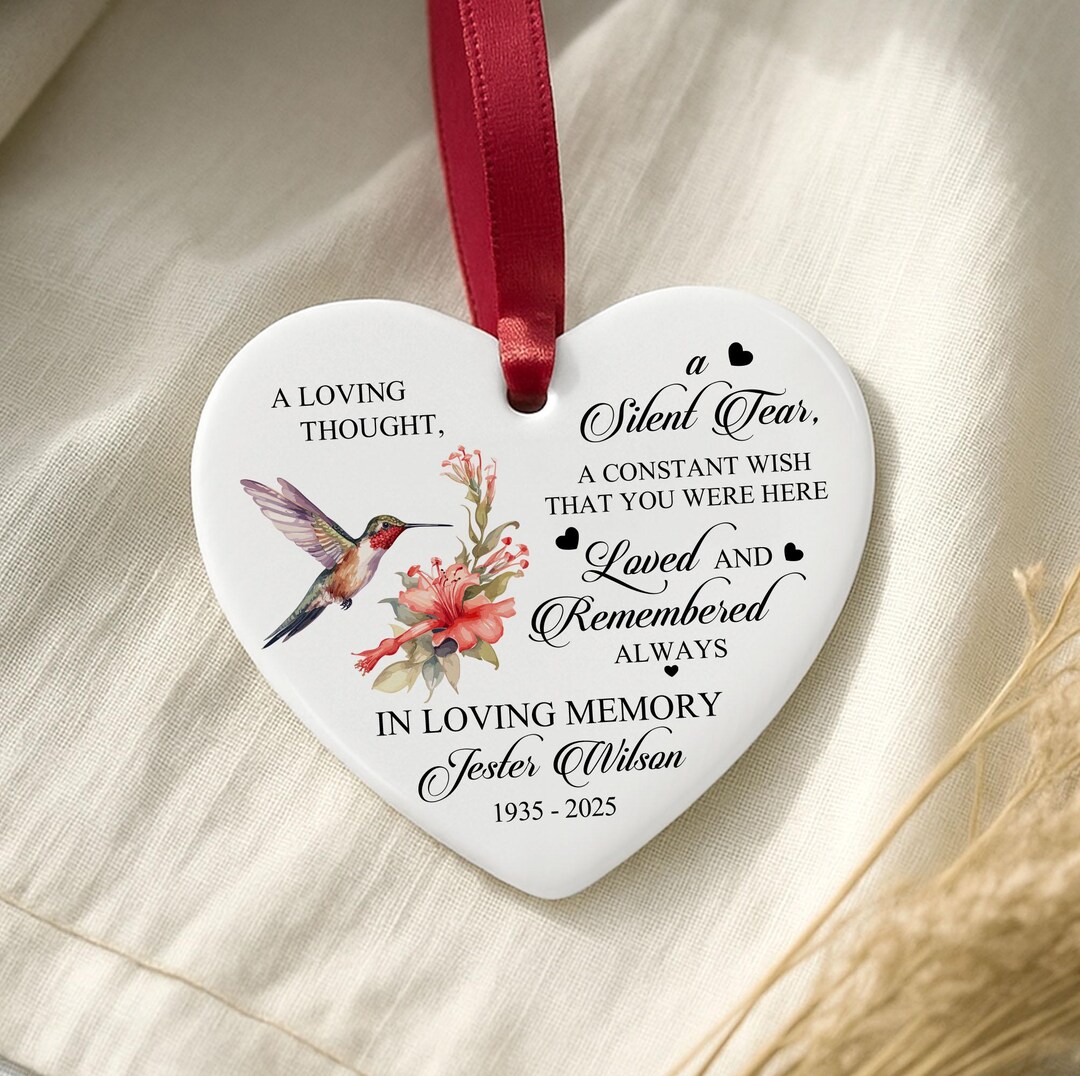 Personalized Hummingbird Memorial Ornament, Funeral Sympathy Gift ...