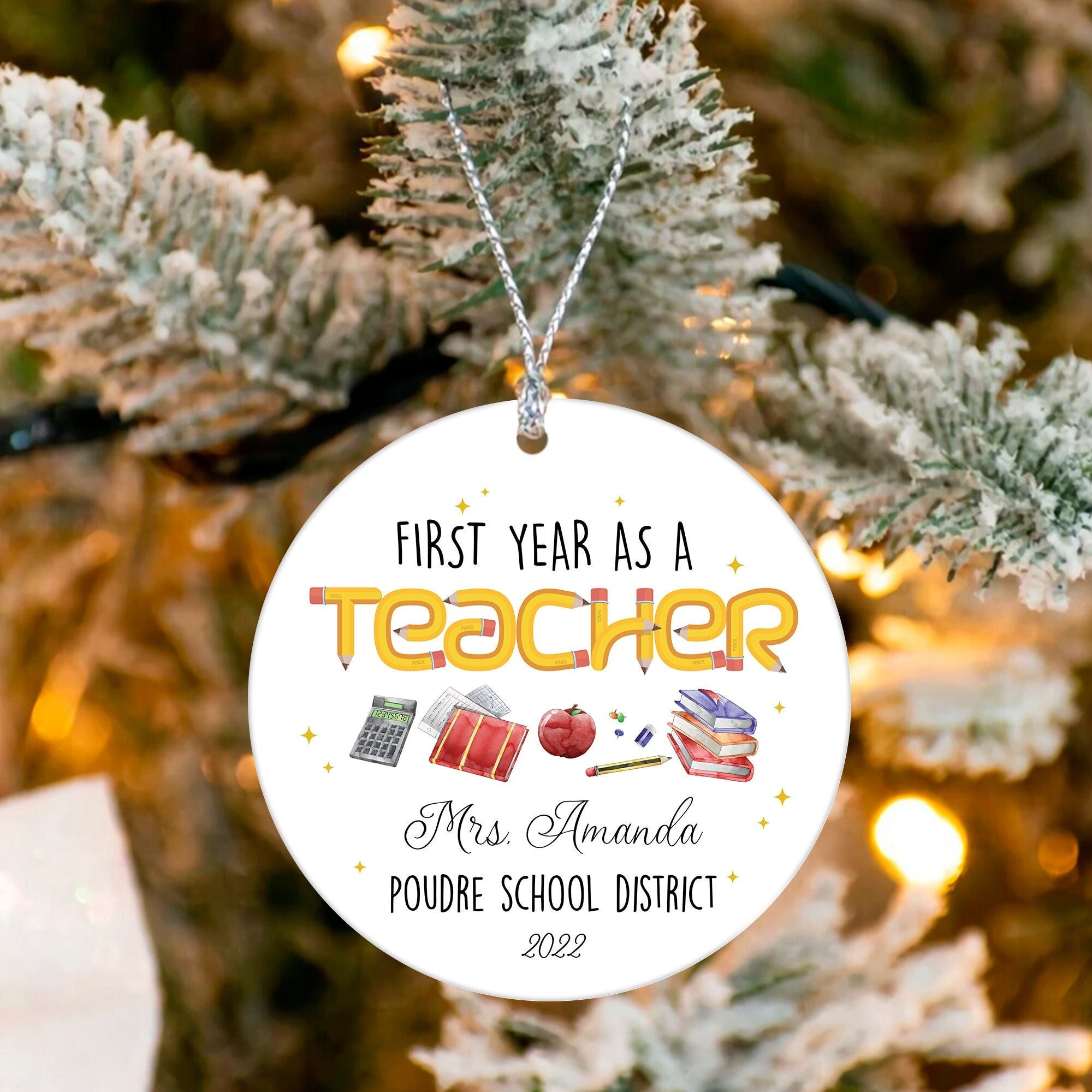 27 Best Christmas Gifts for Teachers: Show Your Appreciation 4 First Year As A Teacher Ornament, New Teacher Gift, Personalized…