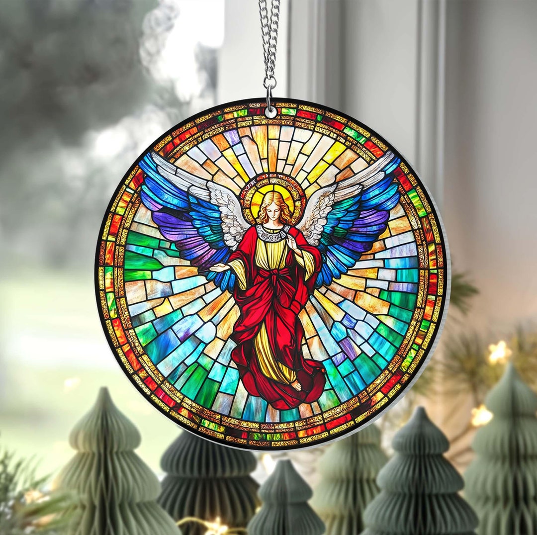 Christmas Angel Suncatcher, Acrylic Hanging, Opaque Acrylic Angel
