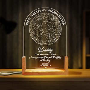 Personalized Star Map Night Light,Father's Day Gift,Star Map by Date,Under This Sky You Become My Dad Constellation Lamp,First Time Dad Gift