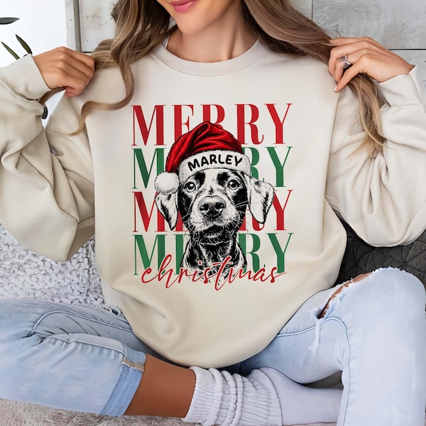Comfort Colors Custom Pet Christmas Shirt, Personalized Dog Face Portrait Tee, Dog Lover Gift, Custom Pet Shirt, Dog Dad Gifts, Cat Shirt