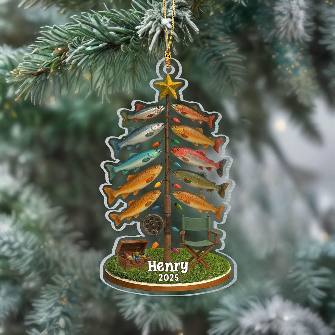Personalized Fishing Christmas Tree Ornament, Fishing Ornament, Fishing ...