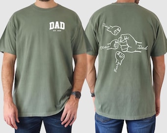 Comfort Colors Custom Dad Fist Bump With Kid Names Shirt,Custom Kids Name Shirt,Fathers Day Gift,New Dad Shirt,Daddy Shirt,Birthday Gift Dad