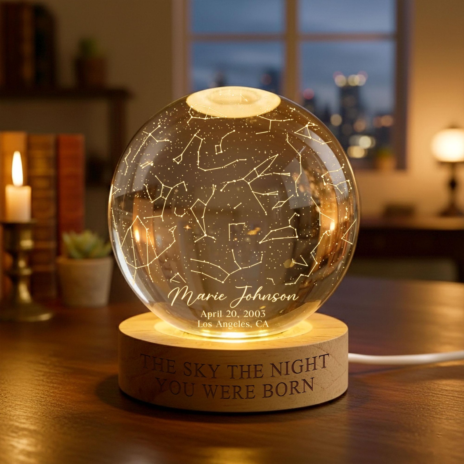 The Stars on the Night You Were Born Star Map by Date Crystall Ball ...