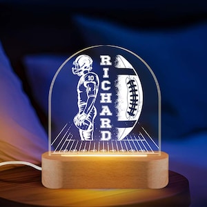 Custom Personalized Name Football Led Night Light Up Table Desk Lamp Boys Sports School Team Football Team Gift Home Decor, Football Players