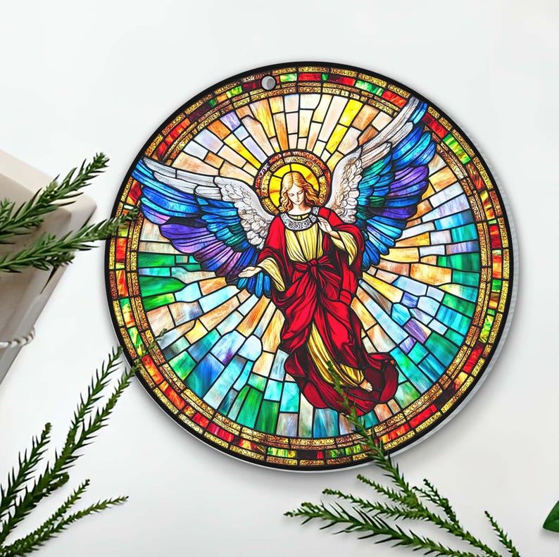 Christmas Angel Suncatcher, Acrylic Hanging, Opaque Acrylic Angel