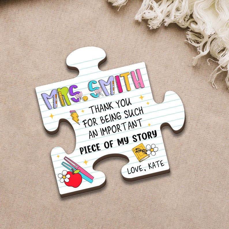 Custom Teacher Puzzle Piece Magnet,personalized Thank You Gift,teacher ...