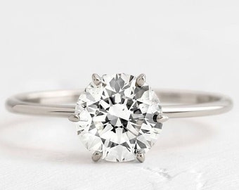 2CT Round Moissanite Ring/ Round Brilliant Cut Moissanite Ring/ 925 Sterling Silver Moissanite Ring/ Moissanite Engagement Ring